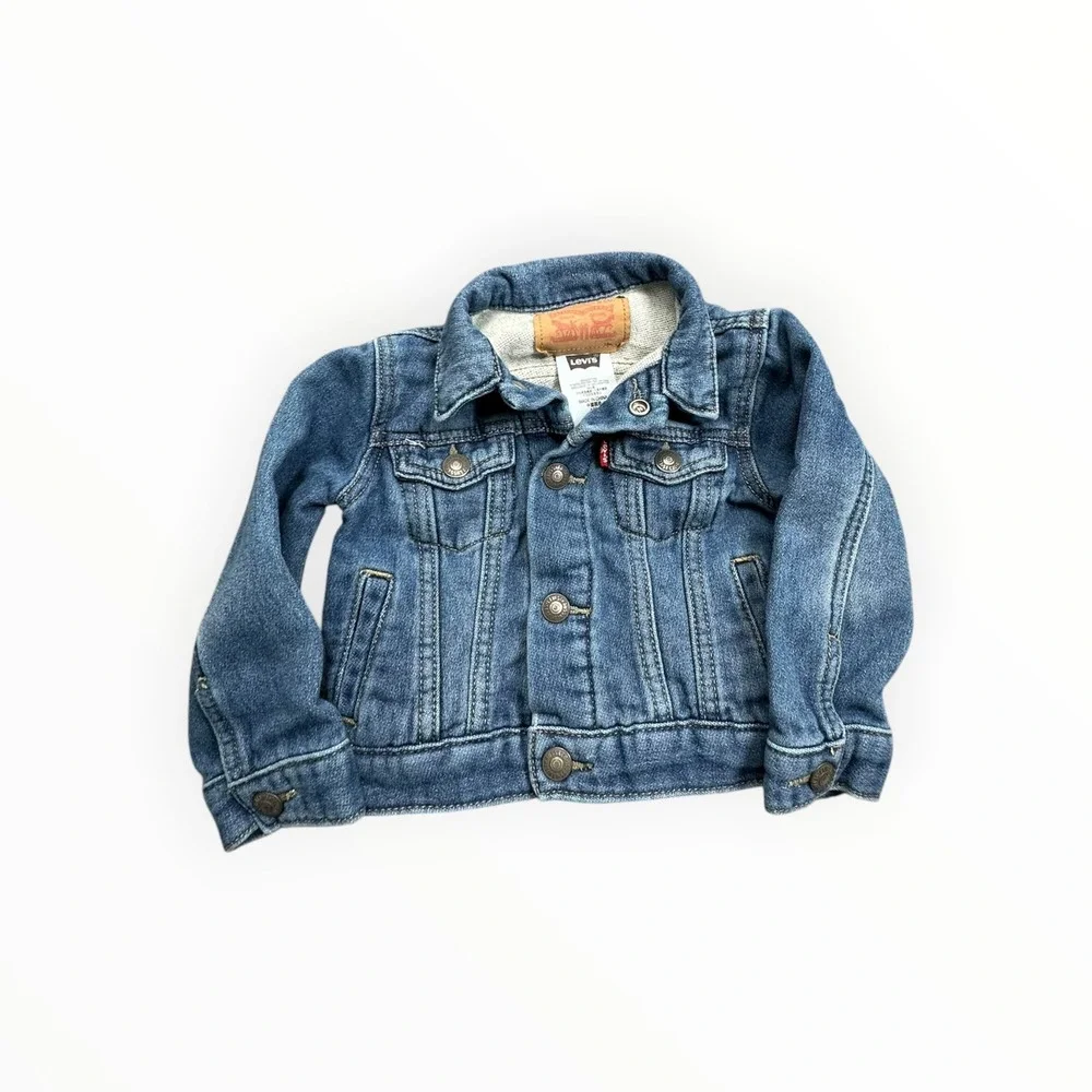 Levi's Denim Jacket Unisex‎ 18M Blue Trucker Classic Stretch Jersey Lined